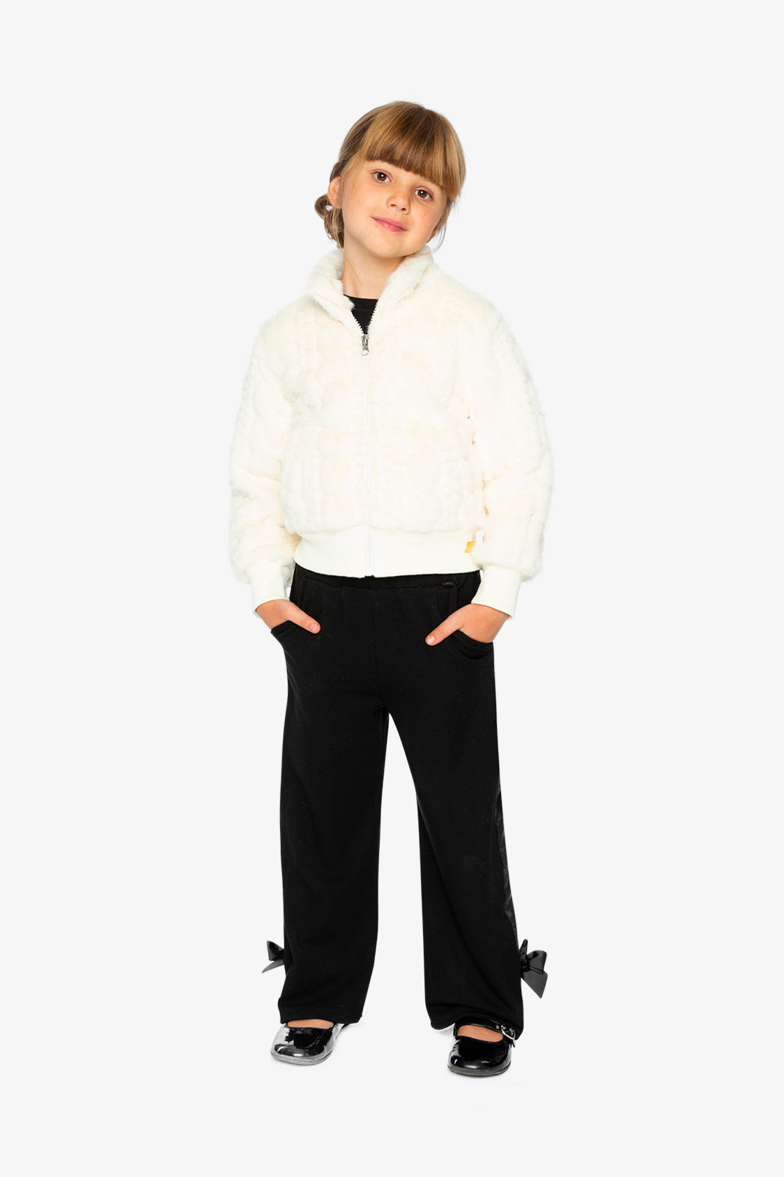 Deux par Deux Faux Fur Jacquard Jacket Beige