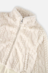 Deux par Deux Faux Fur Jacquard Jacket Beige