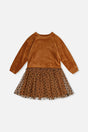 Bi-Material Dress Brown-0