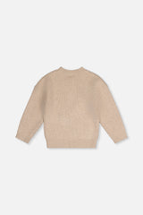 Deux par Deux beige ribbed knit sweater, flat lay back view