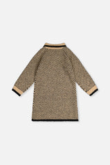 Knit Dress With Collar Beige And Black-4
