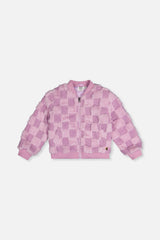 Faux Fur Jacquard Bomber Jacket Violet-0