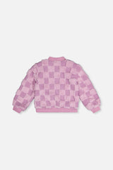 Deux par Deux Faux Fur Jacquard Bomber Jacket Violet product image P2
