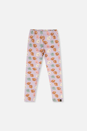 Organic Cotton Leggings Purple Poodle Print-0