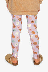 Organic Cotton Leggings Purple Poodle Print-3