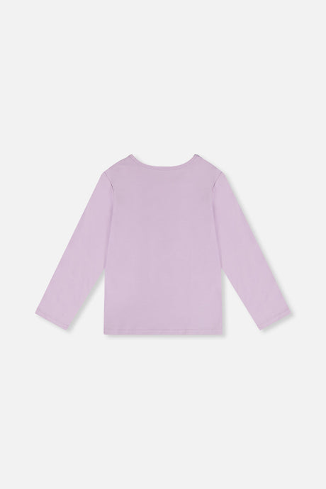 Deux par Deux lavender long sleeve organic cotton tee for girls, back view