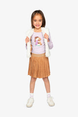 Deux par Deux brown pleated skirt shown in a full Poodle Chic outfit