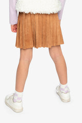 Deux par Deux brown suede pleated skirt, third lookbook view