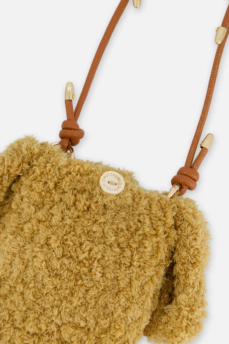 Deux par Deux brown poodle crossbody bag, back view