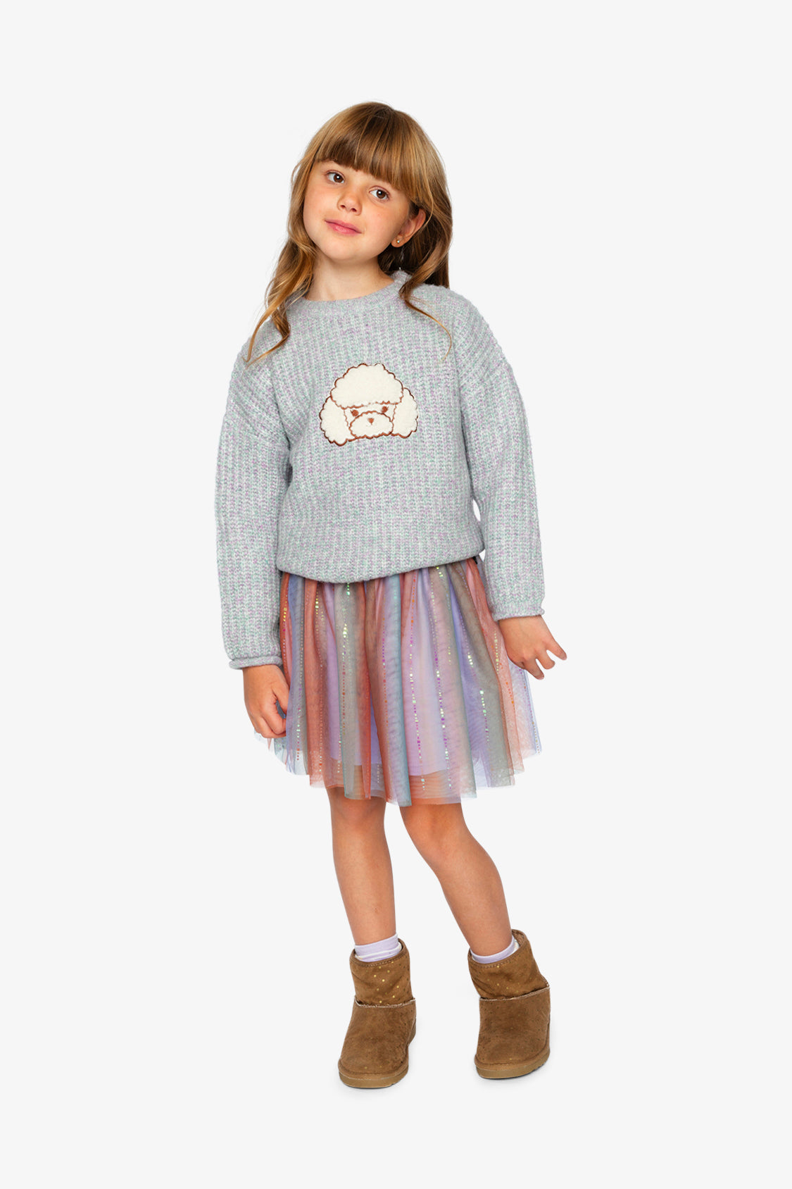Poodle Sweater Pale Turquoise And Lilac-1