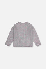 Deux par Deux marled lilac and grey knit sweater, flat lay back view