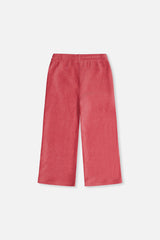 Deux par Deux girls' raspberry pink velour flare pants, back view