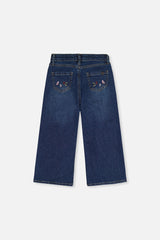 Deux par Deux girls' stretch jeans in light blue denim, back view