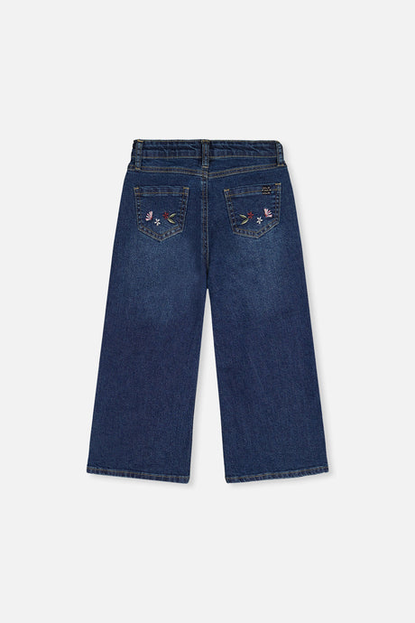Deux par Deux girls' stretch jeans in light blue denim, back view