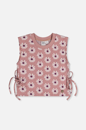 Jacquard Vest Pink Printed Flowers-0