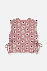 Jacquard Vest Pink Printed Flowers-4