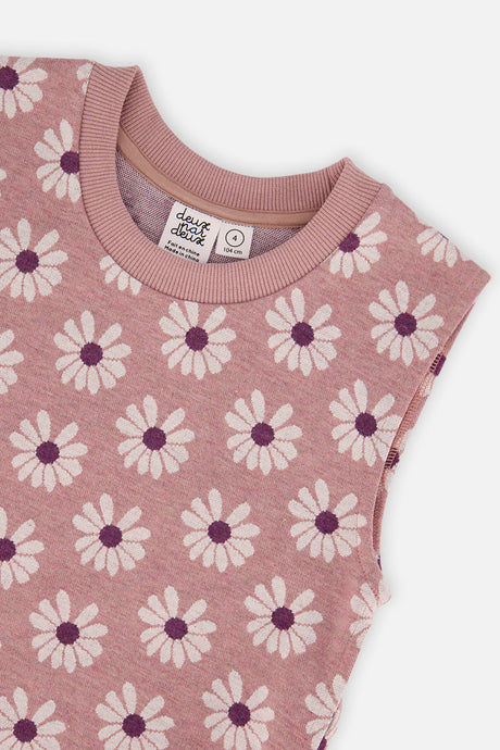 Deux par Deux Jacquard Vest Pink Printed Flowers
