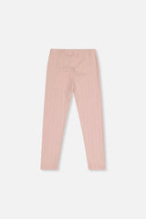 Deux par Deux girls pale dusty pink jacquard leggings, back view laid flat