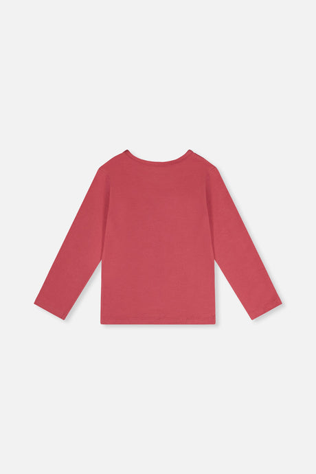 Deux par Deux girls' organic cotton jersey t-shirt in raspberry pink, back view