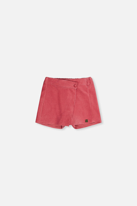 Deux par Deux girls' raspberry pink corduroy skort – front view