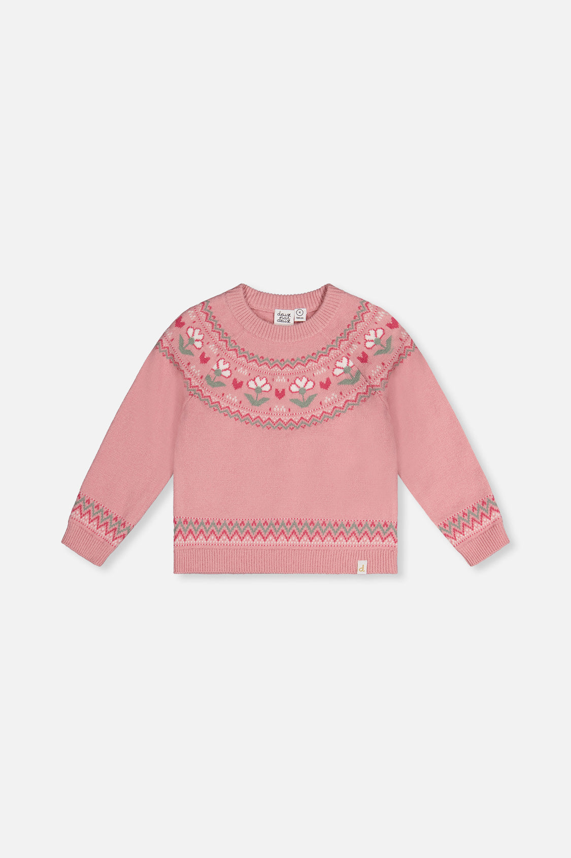 Sweater With Flower Jacquard Pale Dusty Pink-0
