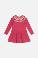 Knitted Dress With Flower Jacquard Raspberry Pink-0