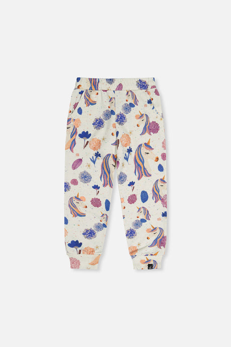 Sweatpants Beige Unicorn Print-0