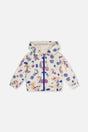 Hooded Zipped French Terry Cardigan Beige Unicorn Print-0