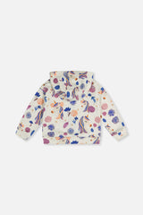 Deux par Deux beige unicorn print hooded zip cardigan, back view