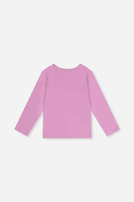 Plain back of the violet Deux par Deux long sleeve tee, flat lay back view