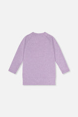 Deux par Deux girls' tunic in violet with sequin unicorn, back view