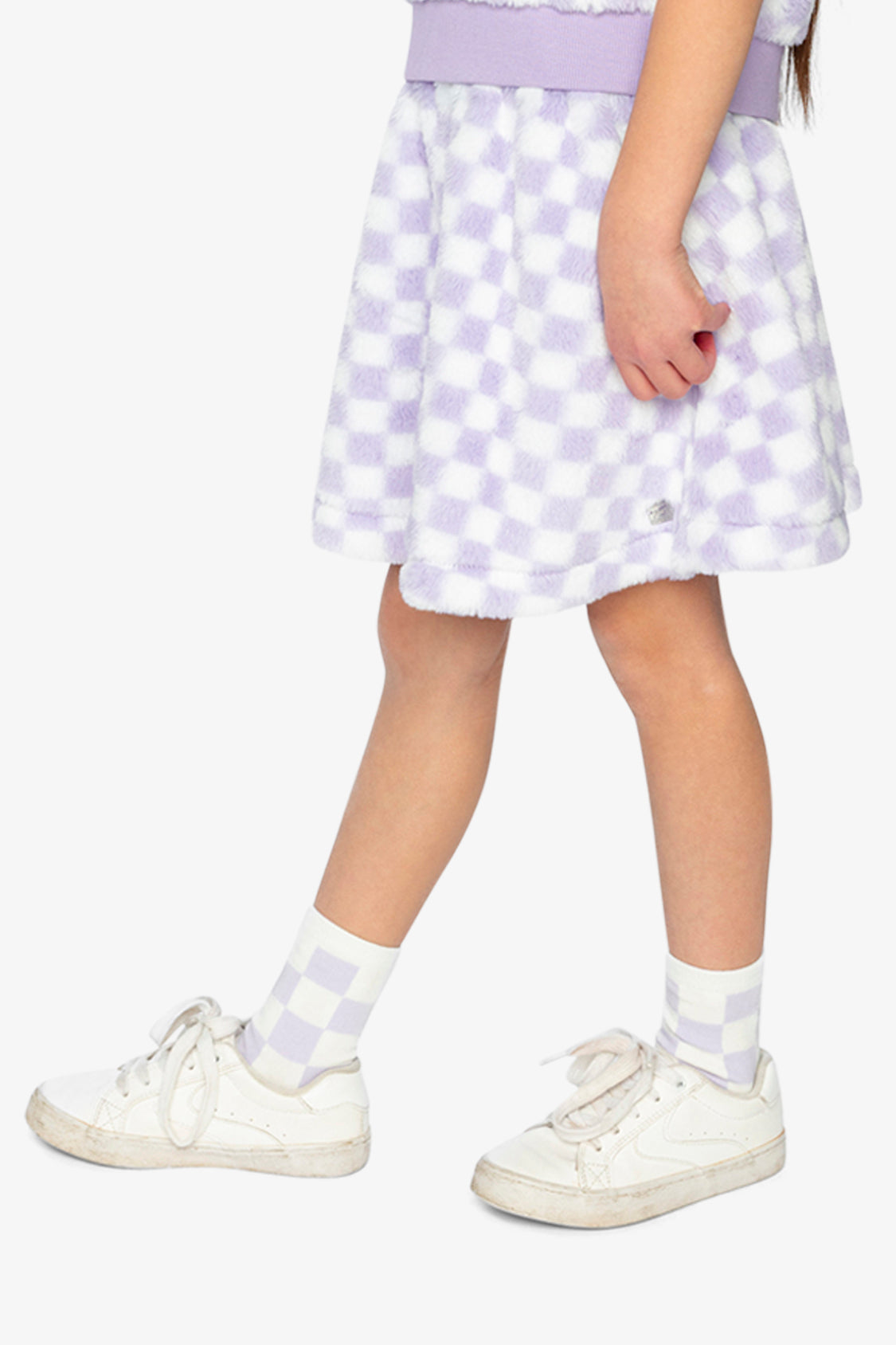 Faux Fur Skirt Lilac And White Tiles-3