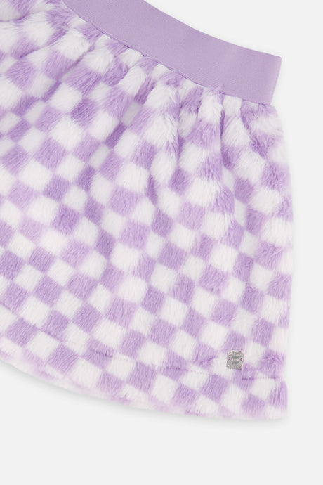 Deux par Deux Faux Fur Skirt Lilac And White Tiles