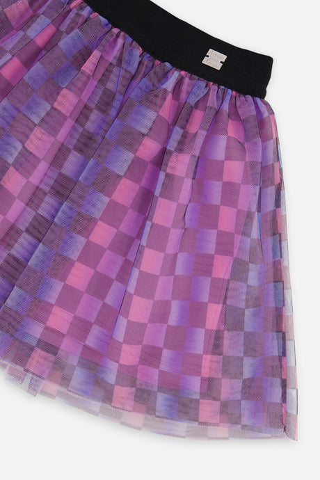 Deux par Deux Skirt Black Checkered Print