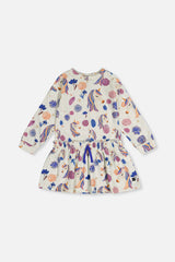 French Terry Dress Beige Unicorn Print-0
