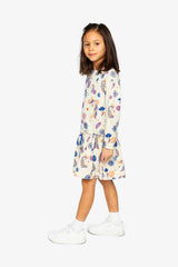 French Terry Dress Beige Unicorn Print-3