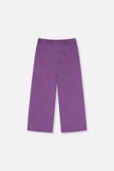 Deux par Deux violet knitted wide leg pants, back view