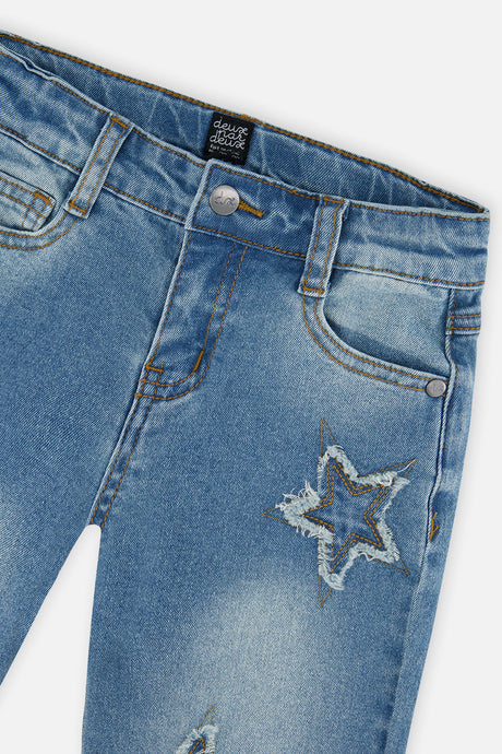 Deux par Deux girls' stretch jeans in navy blue denim, view 6