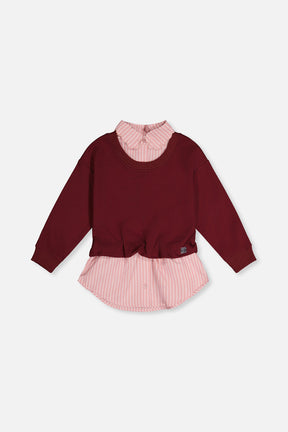 Fake Two Layer Sweater Reddish-Brown-0