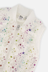Deux par Deux multicolored star faux fur vest, alternate view