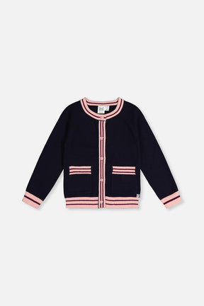 Knitted Cardigan Royal Blue And Pink-0