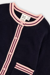 Deux par Deux royal blue and pink knit cardigan, second alternate view