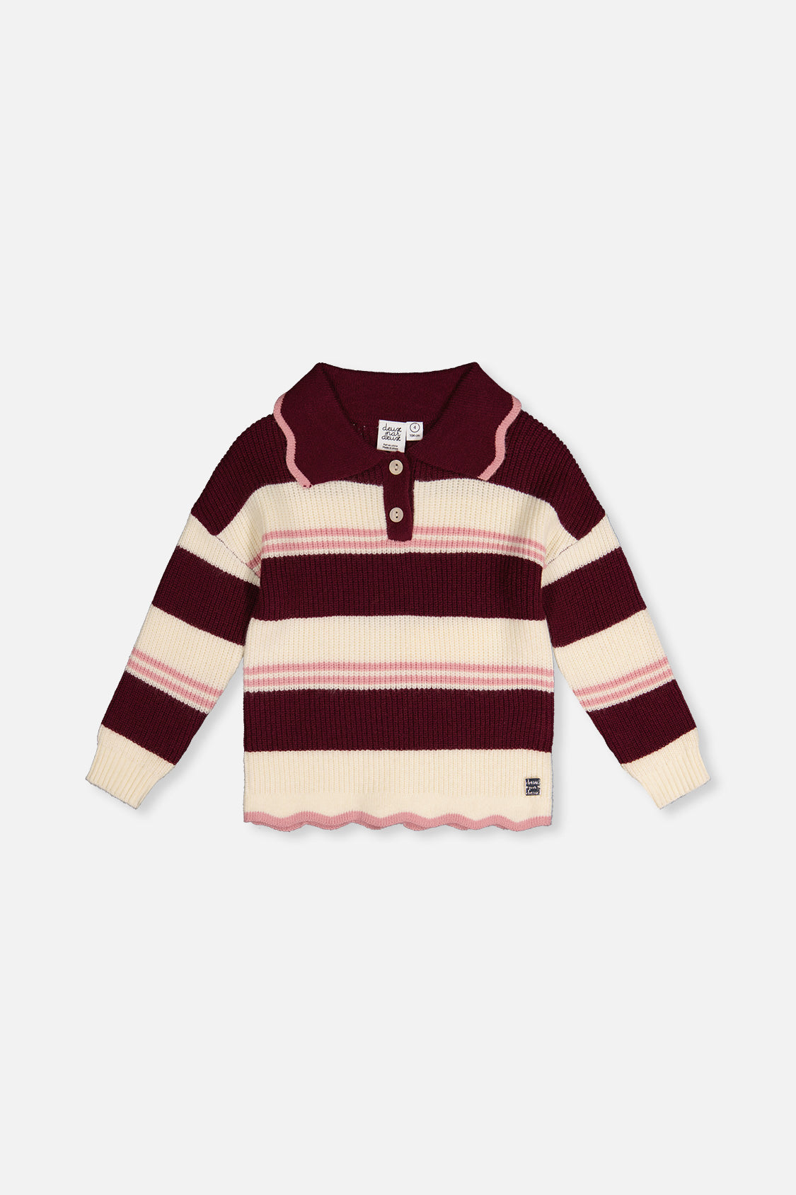 Scalloped Collar Sweater Red And White Stripes-0