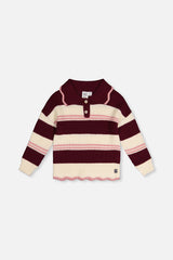 Scalloped Collar Sweater Red And White Stripes-0