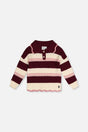 Scalloped Collar Sweater Red And White Stripes-0