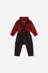 Baby Top & Pants Set Black And Red Houndstooth-2