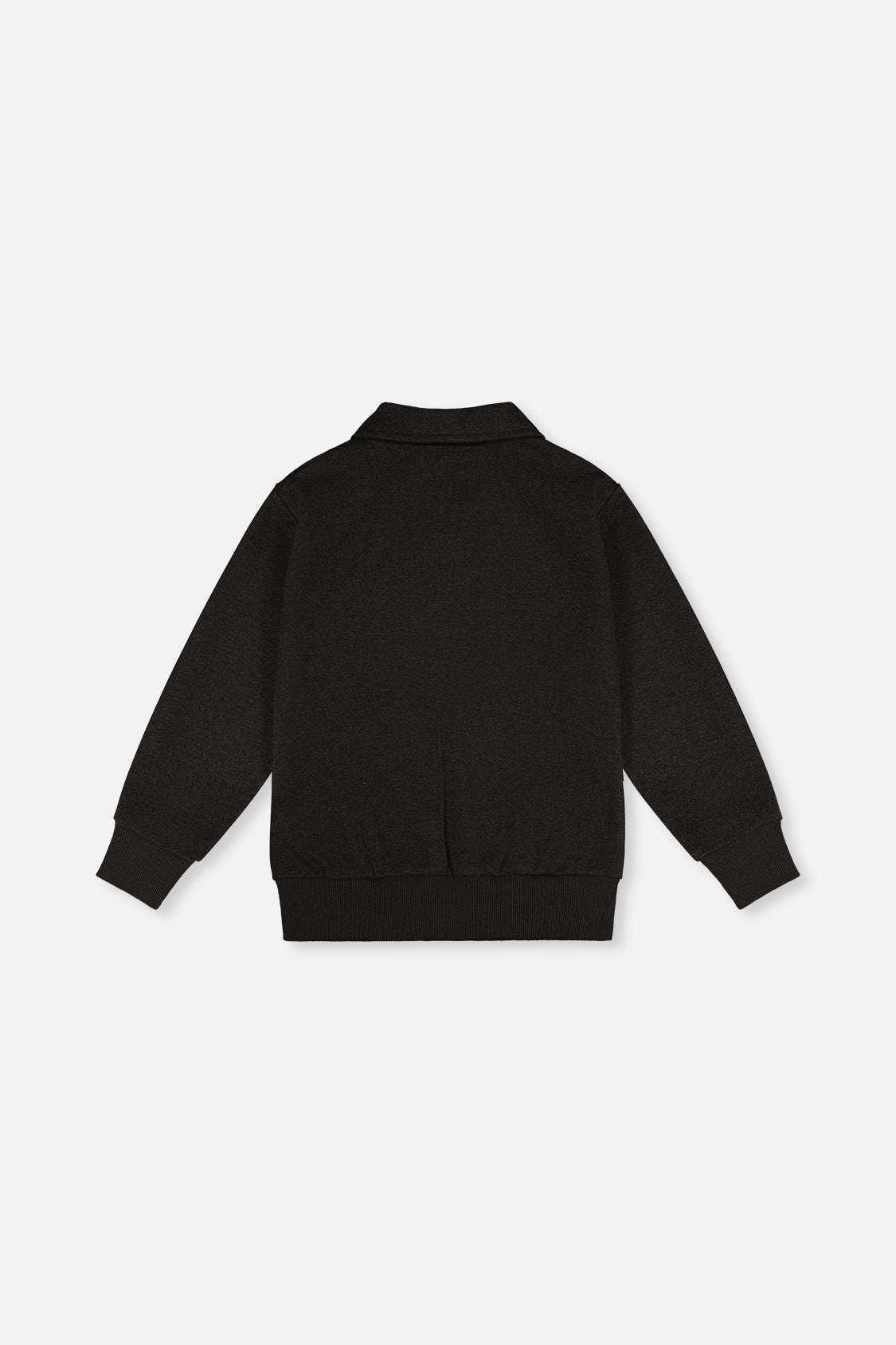 Deux par Deux black front zip jacket, back view laid flat
