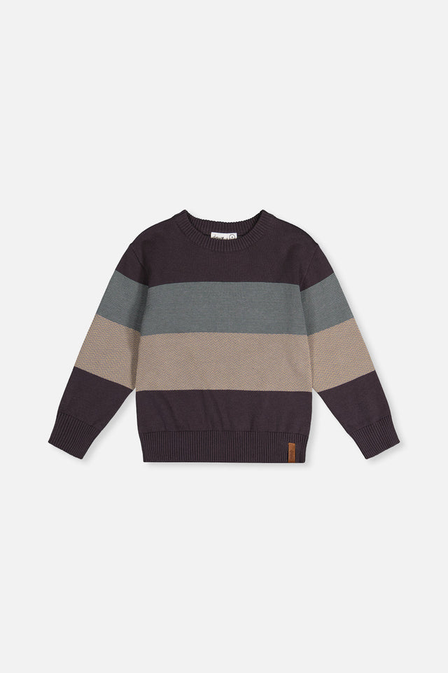 Colorblock Knit Sweater Black And Beige-0