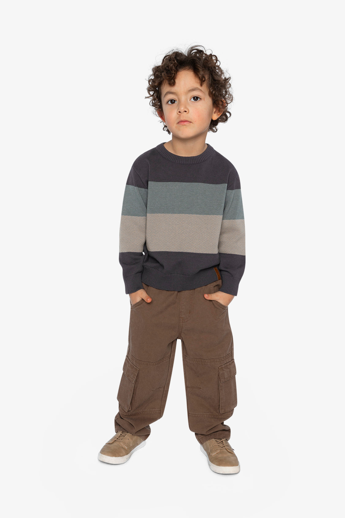 Colorblock Knit Sweater Black And Beige-4