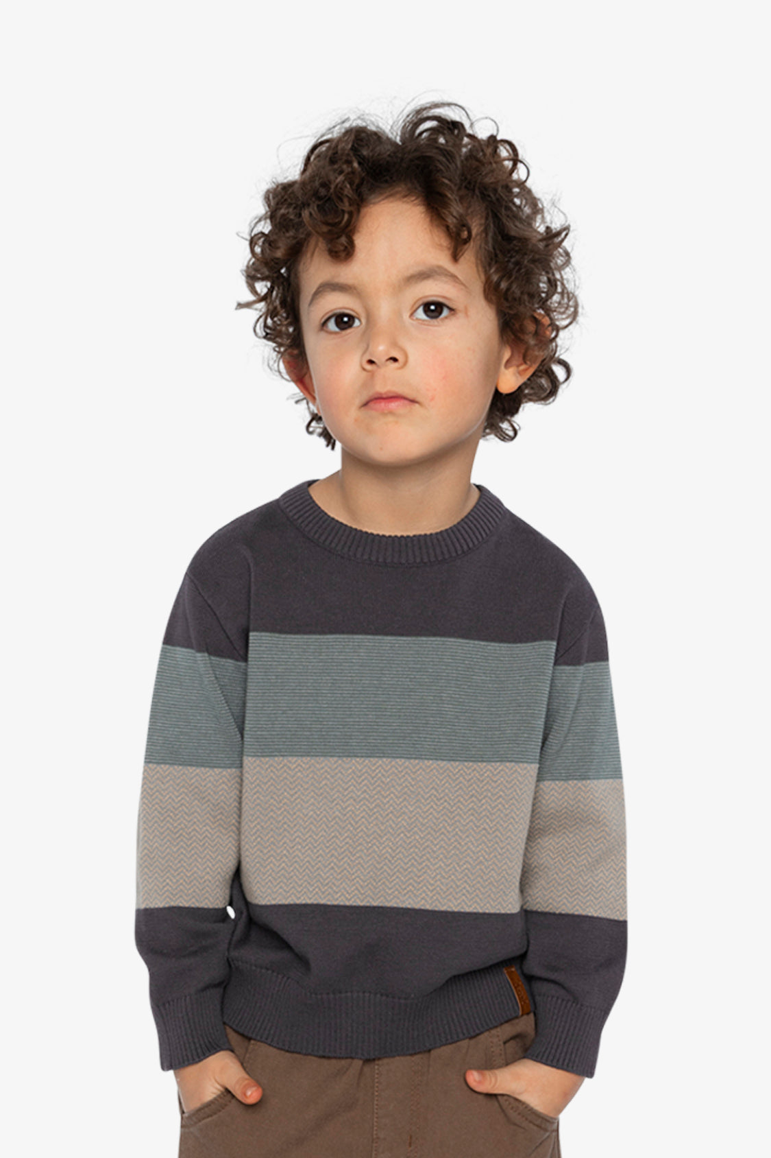 Colorblock Knit Sweater Black And Beige-1